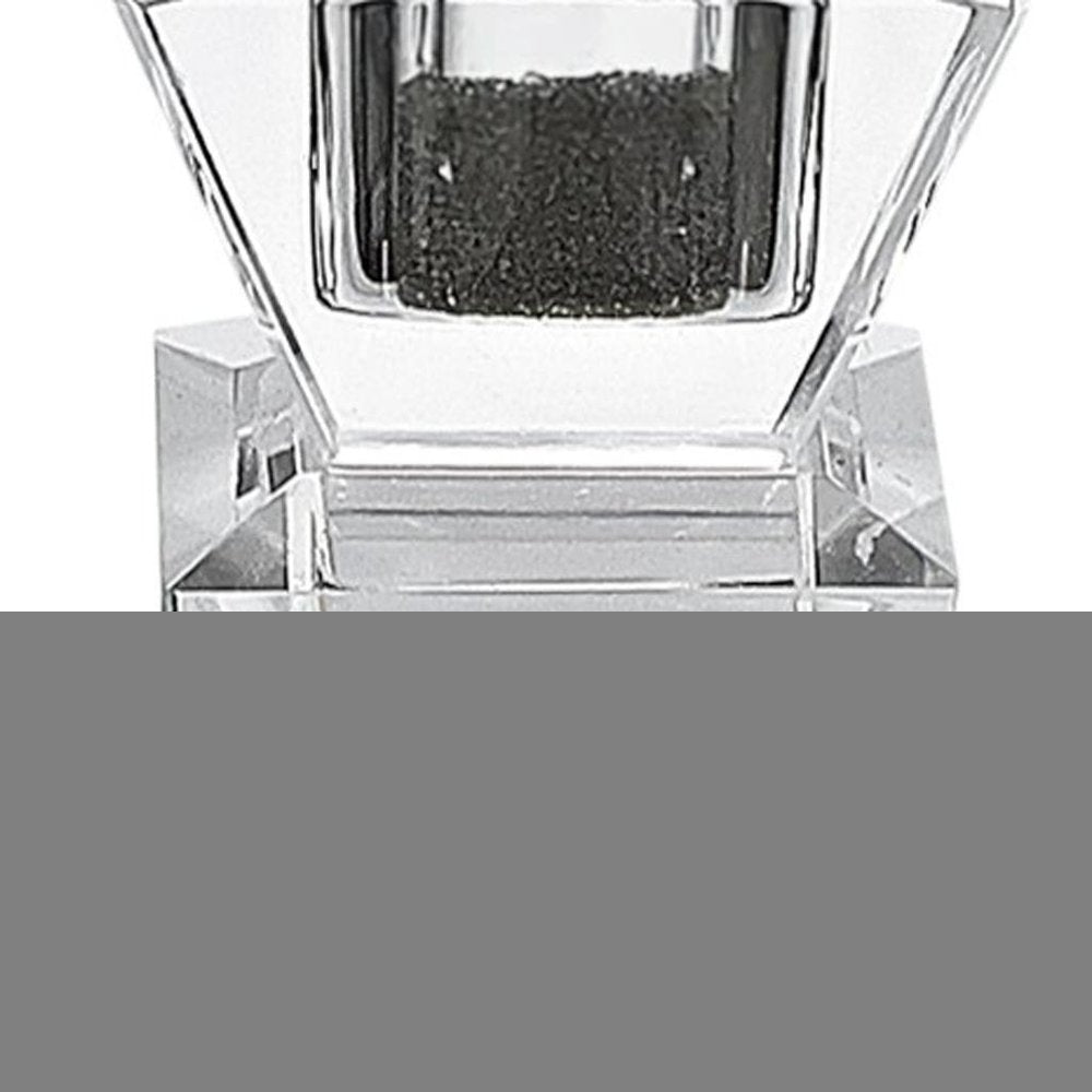 Set of Two Clear Crystal Tabletop Taper Candlesticks
