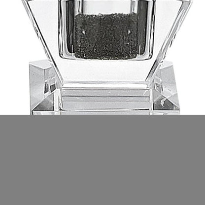 Set of Two Clear Crystal Tabletop Taper Candlesticks