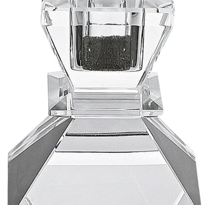 Set of Two Clear Crystal Tabletop Taper Candlesticks