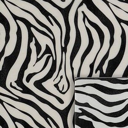 12" Black And White Zebra Iron And Resin Square Hanging Wall Tile