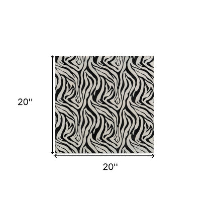 20" Black And White Zebra Iron And Resin Square Hanging Wall Tile