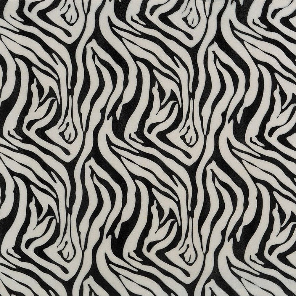20" Black And White Zebra Iron And Resin Square Hanging Wall Tile