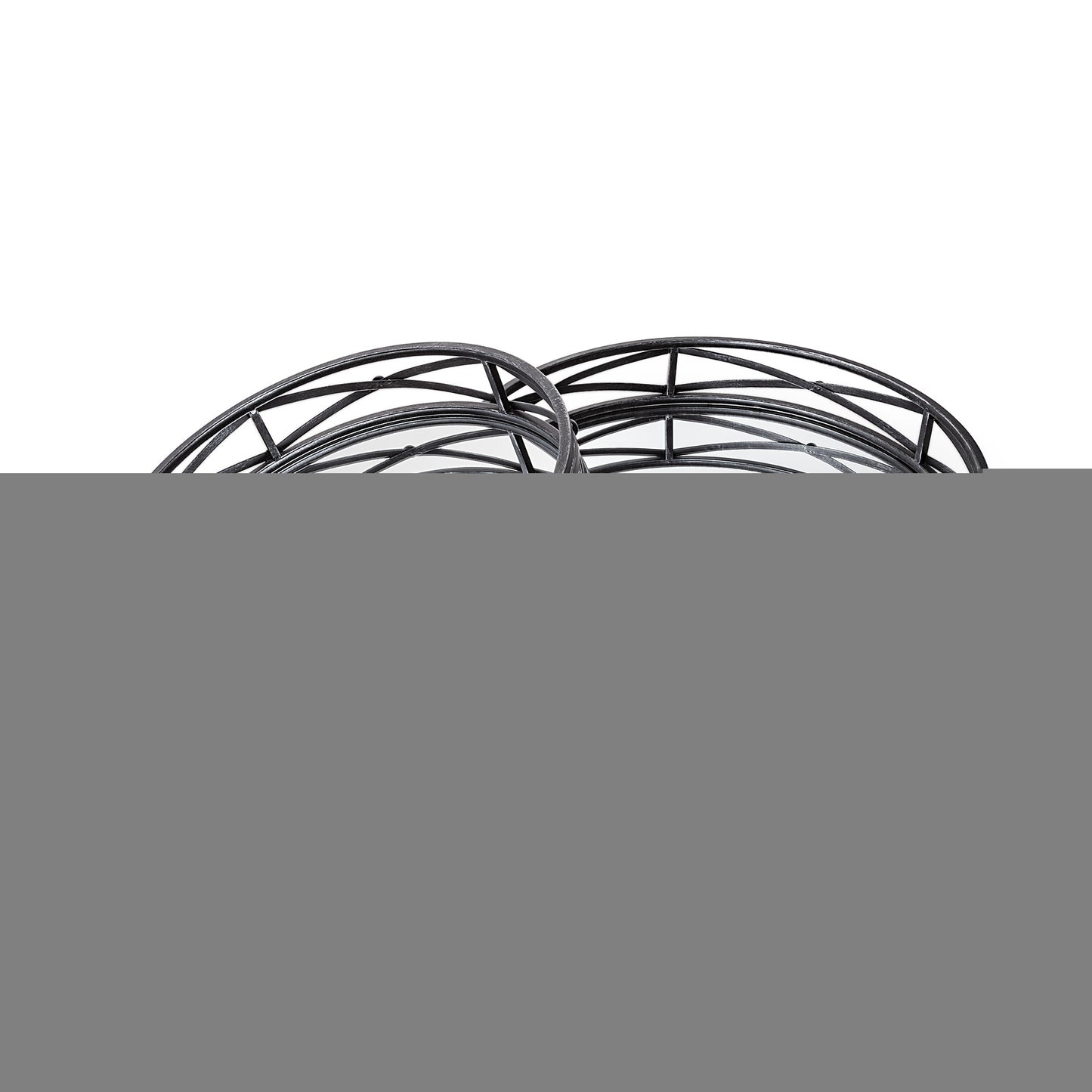 Set of Two Black Round Metal And Mirrored Glass Vanity Trays