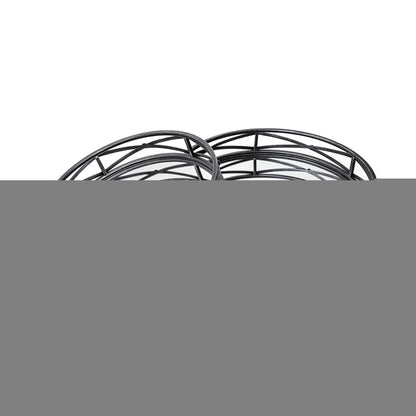 Set of Two Black Round Metal And Mirrored Glass Vanity Trays