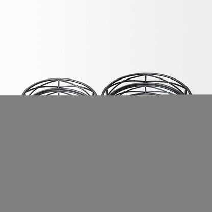 Set of Two Black Round Metal And Mirrored Glass Vanity Trays