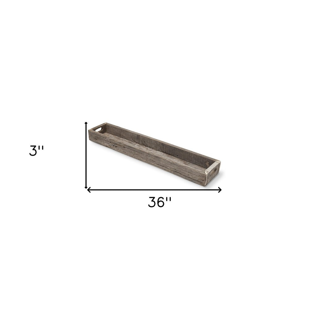 36" Brown Wood Cracker Tray With Handles