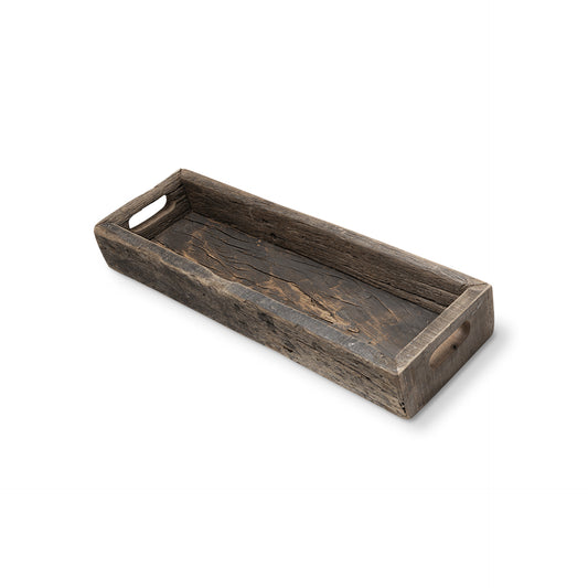 24" Brown Solid Wood Handmade Vanity Tray With Handles