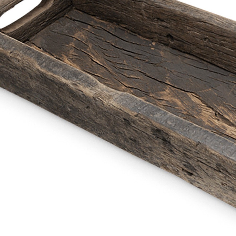 24" Brown Solid Wood Handmade Vanity Tray With Handles