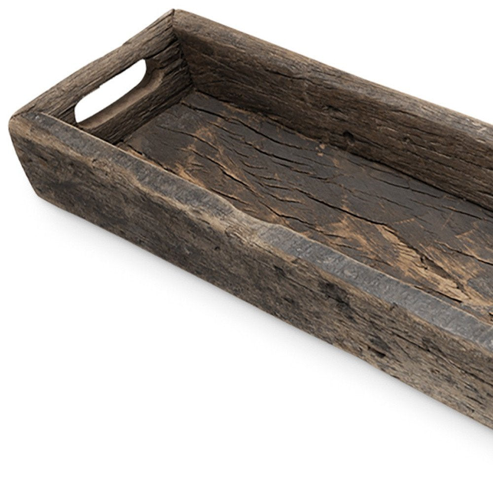 24" Brown Solid Wood Handmade Vanity Tray With Handles