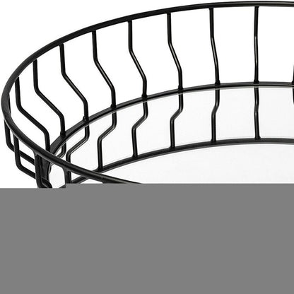 20" Black Round Metal Indoor Outdoor Serving Tray With Handles