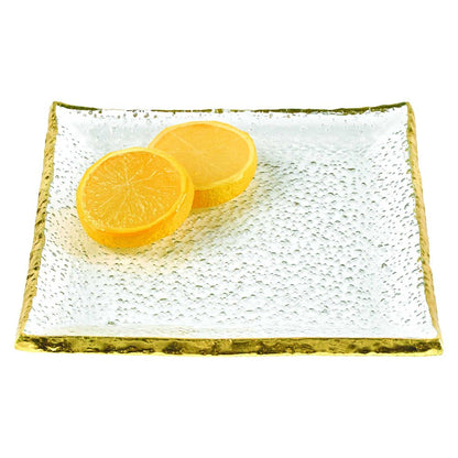 7 Glass Set Of 4 Square Edge Gold Plates
