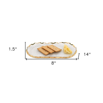 14 Glass Oval Edge Gold Leaf Platter