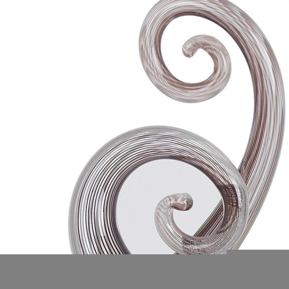 11" Clear and Brown Murano Glass Modern Abstract Tabletop Sculpture