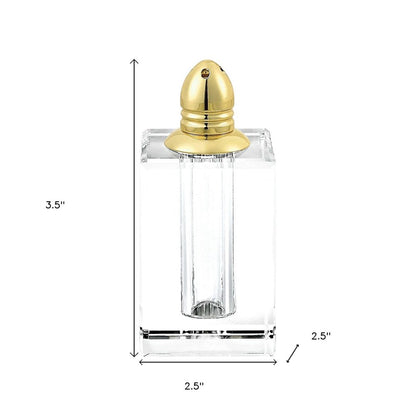 Set of Two Clear And Gold Crystal Pepper Shakers