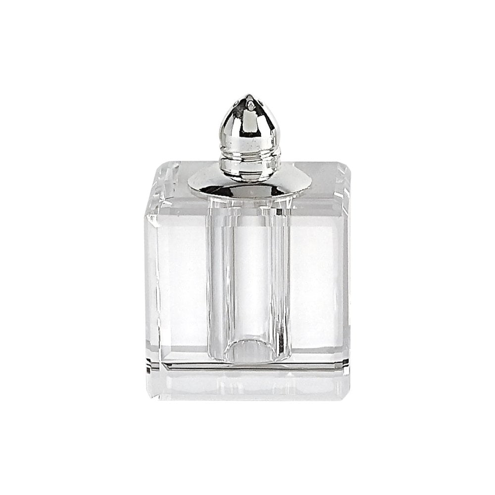 Set of Two Clear And Silver Crystal Pepper Shakers