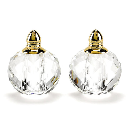 Set of Two Clear And Gold Crystal Geometric Pepper Shakers