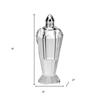 Set of Two Clear And Silver Crystal Geometric Pepper Shakers