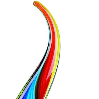 17" Blue and Red Murano Glass Modern Abstract Tabletop Sculpture