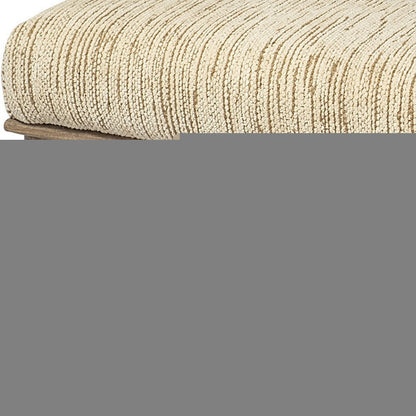 55" Cream and Wood Brown Upholstered Fabric Bench