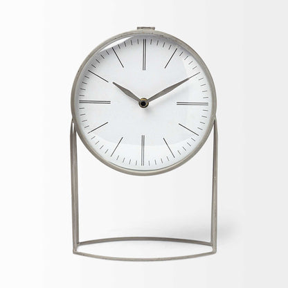 12" Gray Metal Table Clock