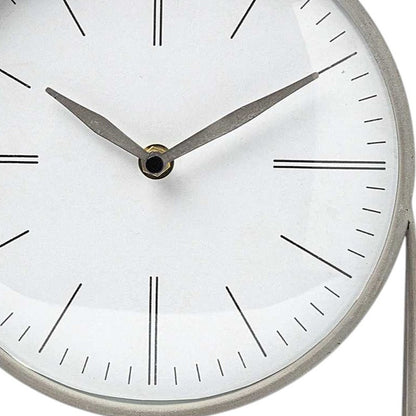 12" Gray Metal Table Clock
