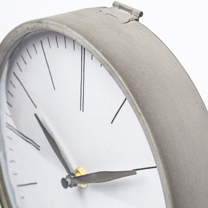12" Gray Metal Table Clock