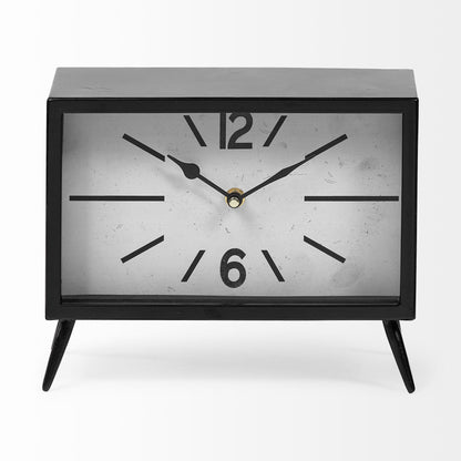 11" Black And White Metal Table Clock