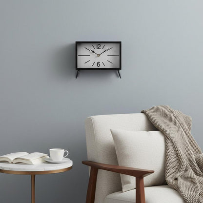 Rectangular Black Metal Desk Table Clock