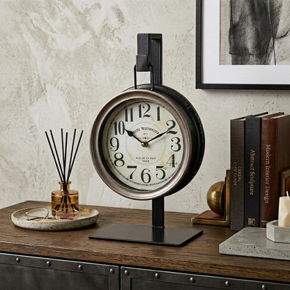 Metallic Brown Metal Hanging Desk Table Clock