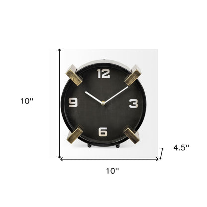 10" Black Stainless Steel Table Clock