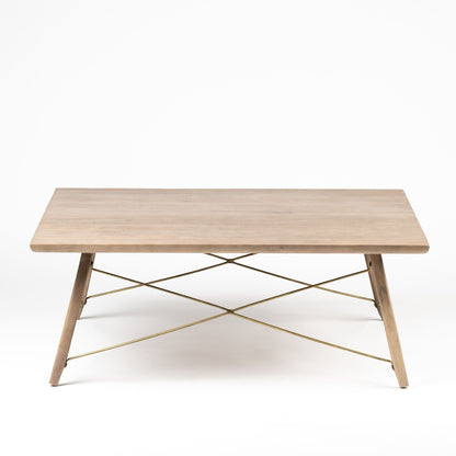 40" Brown and Black Solid Wood and Metal Square Coffee Table