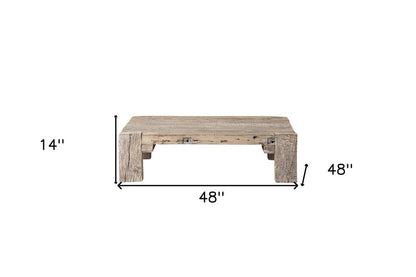 48" Natural Wood Distressed Coffee Table