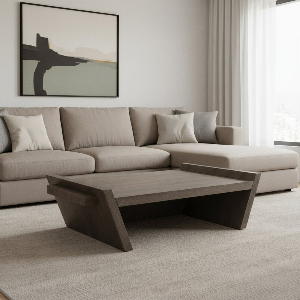 59" Brown Wood Coffee Table