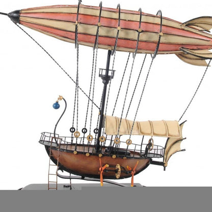 12" Pink And Orange Metal Hand Painted Model Airplane Tabletop Sculpture