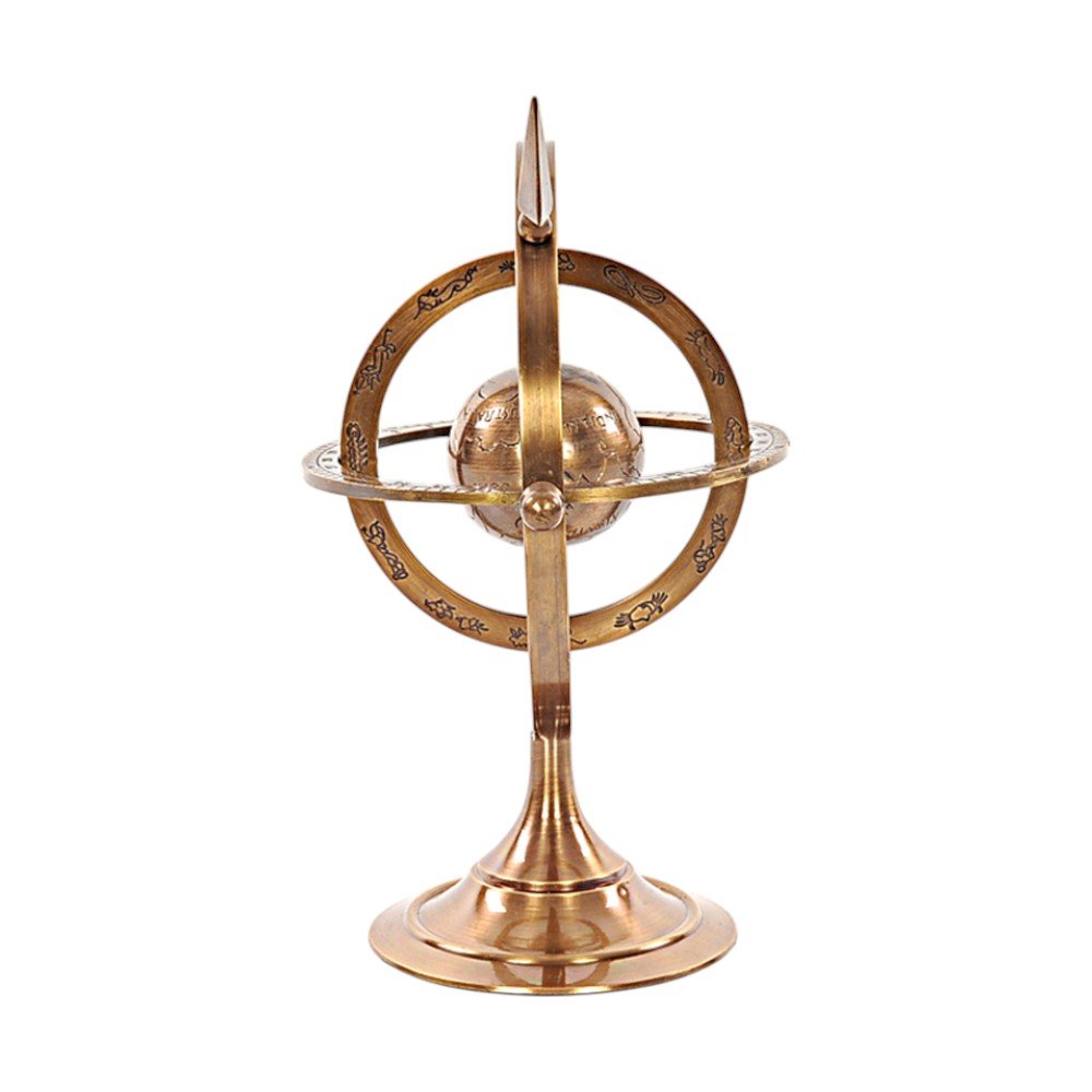 8" Bronze Metal Armillary Sphere Tabletop Sculpture