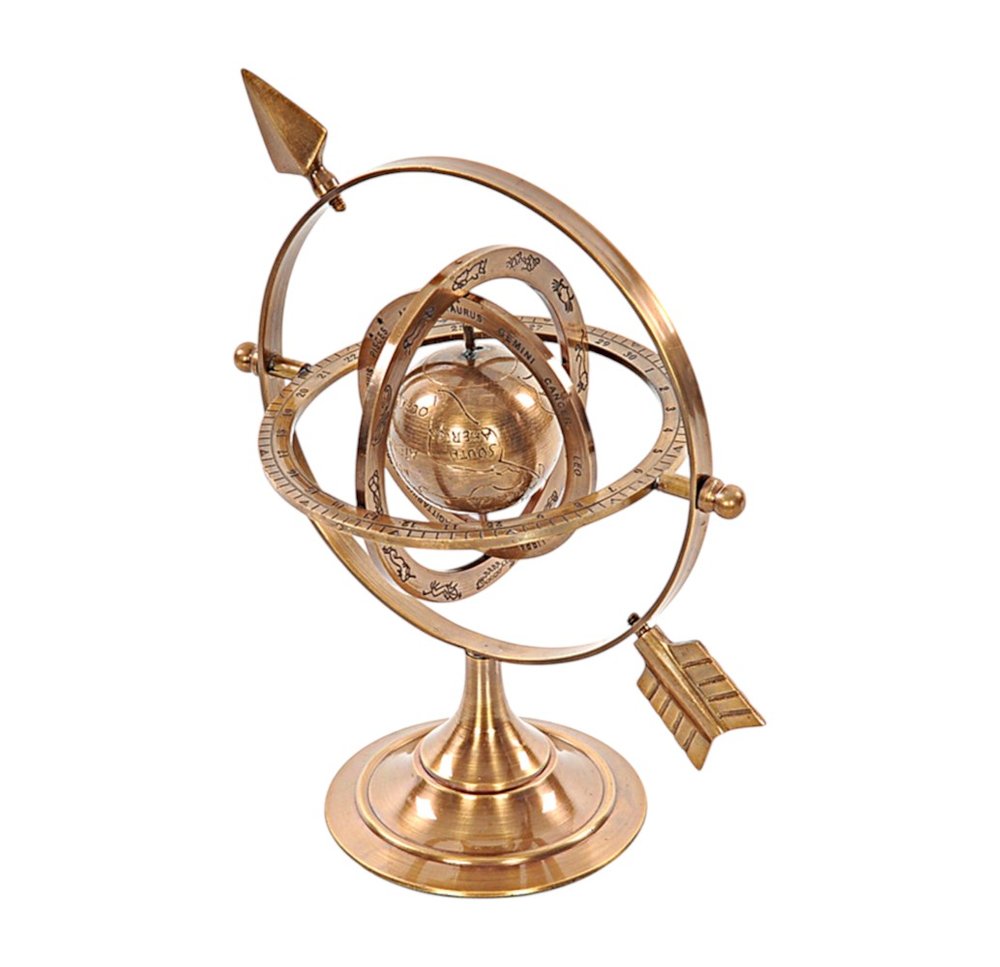 8" Bronze Metal Armillary Sphere Tabletop Sculpture