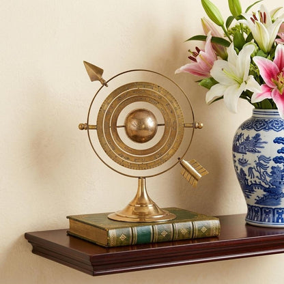 8" Bronze Metal Armillary Sphere Tabletop Sculpture