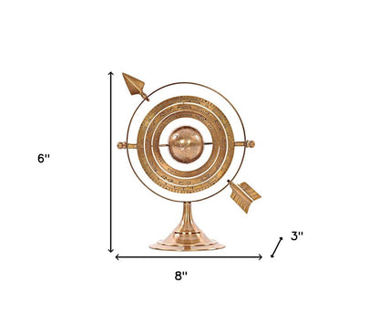 8" Bronze Metal Armillary Sphere Tabletop Sculpture