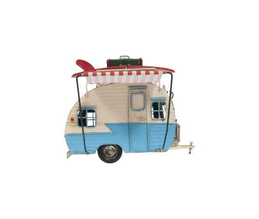 3.5" X 2.5" Blue And White Distressed Metal Tabletop Picture Frame