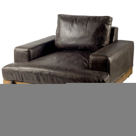 41" Black Faux Leather Distressed Club Chair