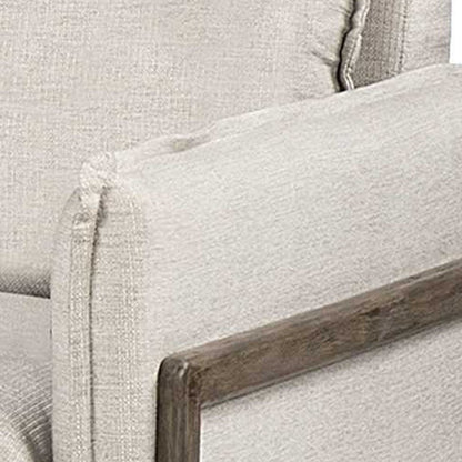 42" Cream and Brown Linen Club Chair