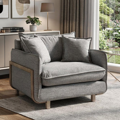 42" Gray Linen Arm Chair