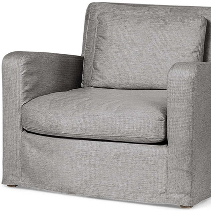 38" Gray and Brown Linen Arm Chair