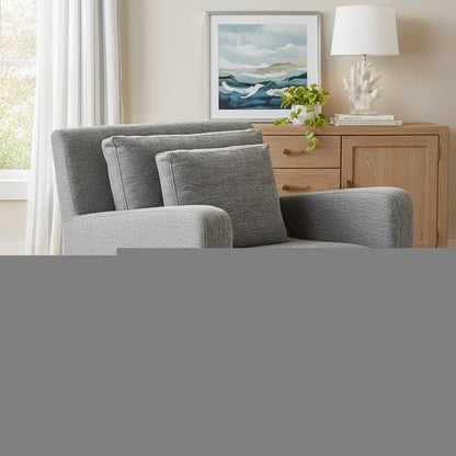 38" Gray and Brown Linen Arm Chair