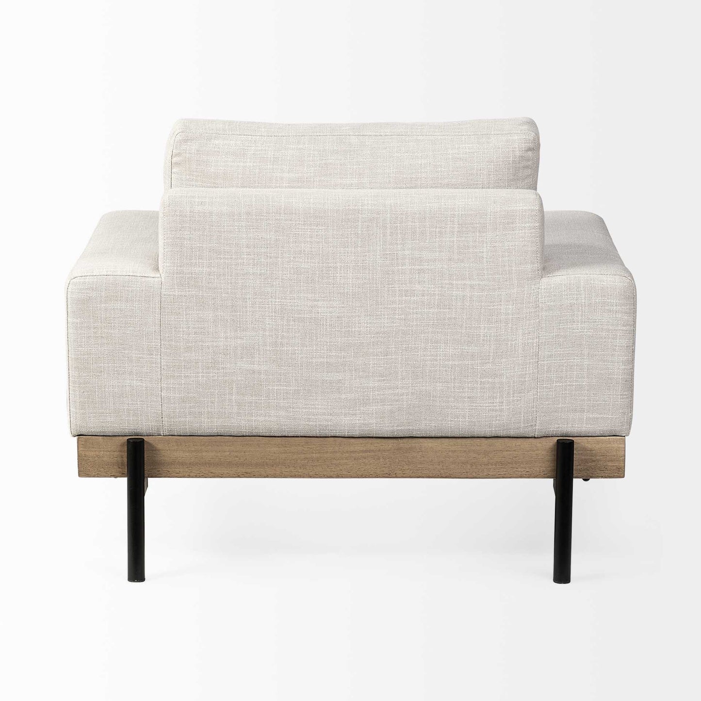 41" Cream and Black Fabric Arm Chair