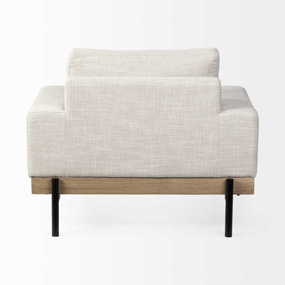 41" Cream and Black Fabric Arm Chair