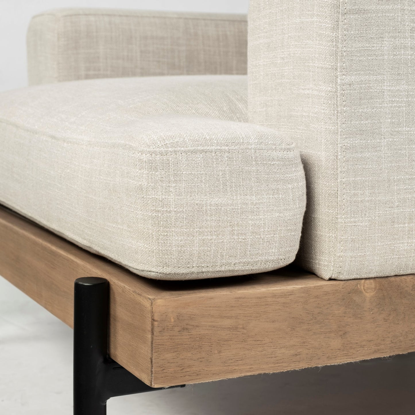 41" Cream and Black Fabric Arm Chair