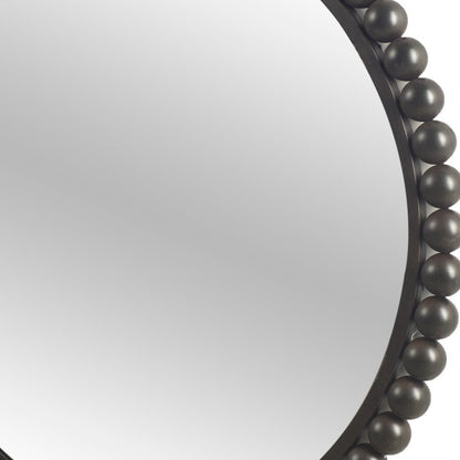 43" Black Metal Round Beaded Framed Accent Mirror