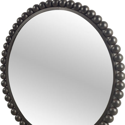 43" Black Metal Round Beaded Framed Accent Mirror