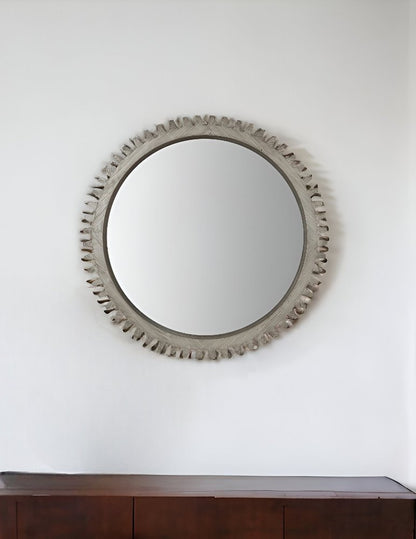 44" Silver Abstract Wood Framed Accent Mirror